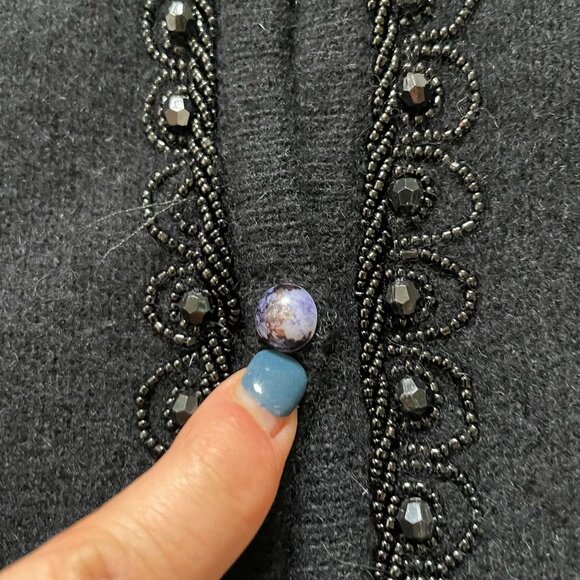 Kitty Hawk by Vivian Wang Embellished Wool Cardigan Sweater Women's Medium Black - Picture 2 of 7